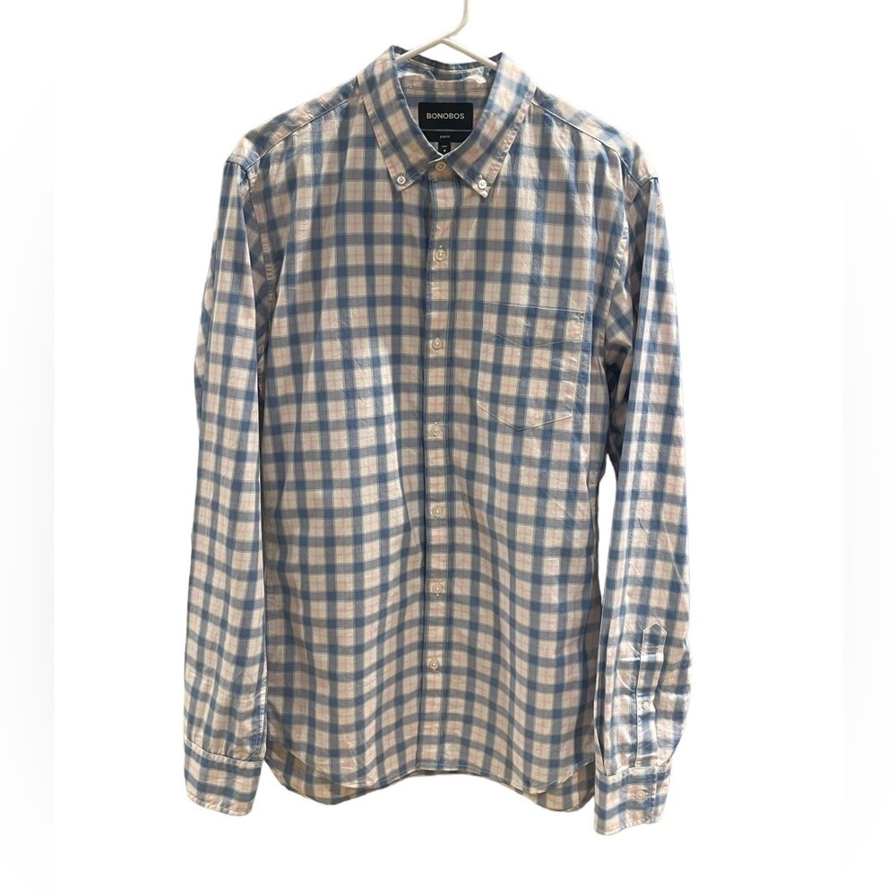 Bonobos Men’s Plaid Slim Fit Button Up Dress Shirt - Medium Tall